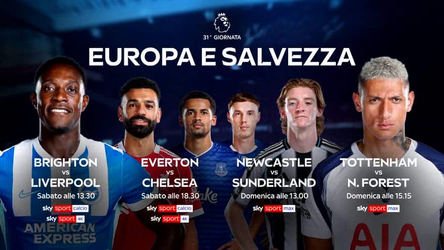 Premier League, 31^ giornata: le partite del weekend su Sky