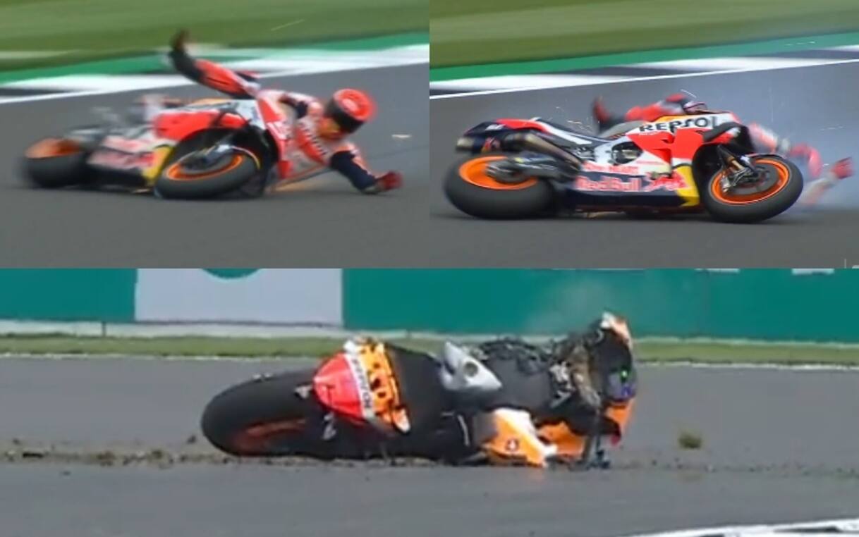Marquez, caduta da brividi nelle Libere 1 del GP Silverstone in MotoGP ...