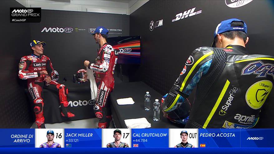 Gp Brno, il retropodio con Marquez, Ogura e Bagnaia