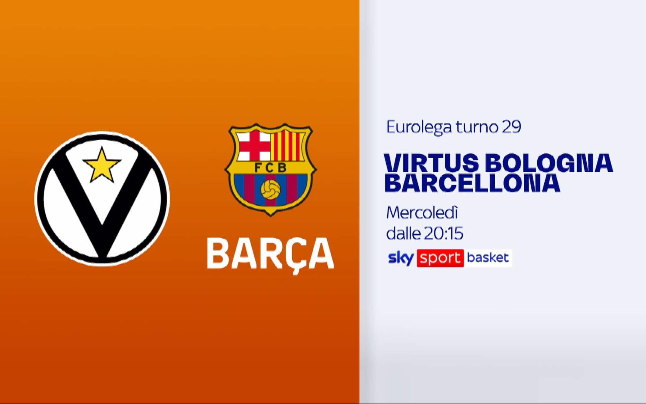 Eurolega, Virtus Bologna-Barcellona alle 20.30 su Sky Sport Basket