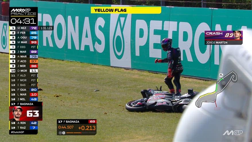 Assen, Martin scivola durante le Pre-quali del Gp Olanda