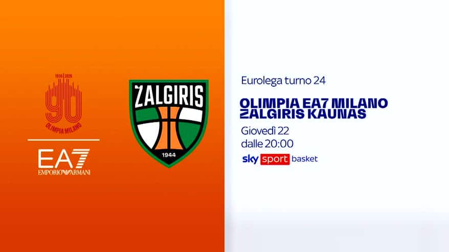 Eurolega, 24^ turno: Olimpia Milano-Zalgiris Kaunas su Sky