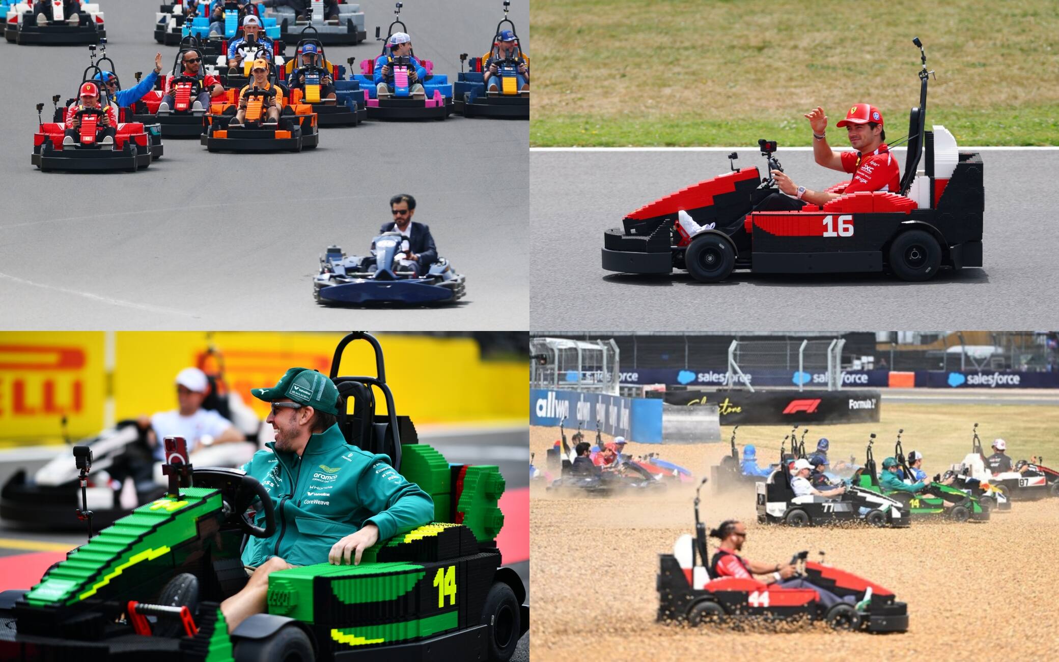 F1, a Silverstone sfida tra i piloti su go-kart di Lego con il commento di Vanzini e Bobbi