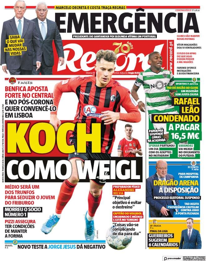 La prima pagina di Record