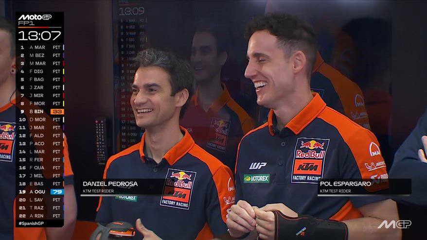Acosta si alza sulla moto: Pol Espargaró e Pedrosa ridono