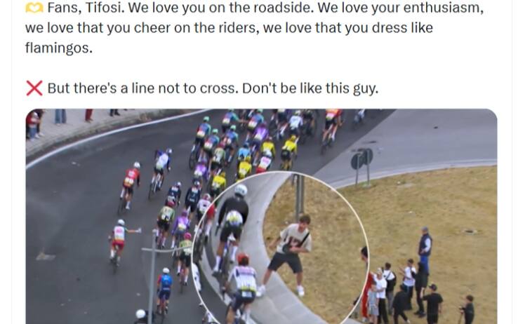 Giro d'Italia, follia del tifoso: tenta di spingere corridori, sfiorata caduta del gruppo