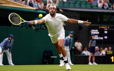 Matteo Berrettini in action against Jannik Sinner (not pictured) on day three of the 2024 Wimbledon Championships at the All England Lawn Tennis and Croquet Club, London. Picture date: Wednesday July 3, 2024.