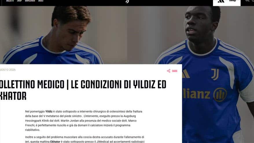 Juventus, infortunio Yildiz ed Ekhator: i tempi di recupero
