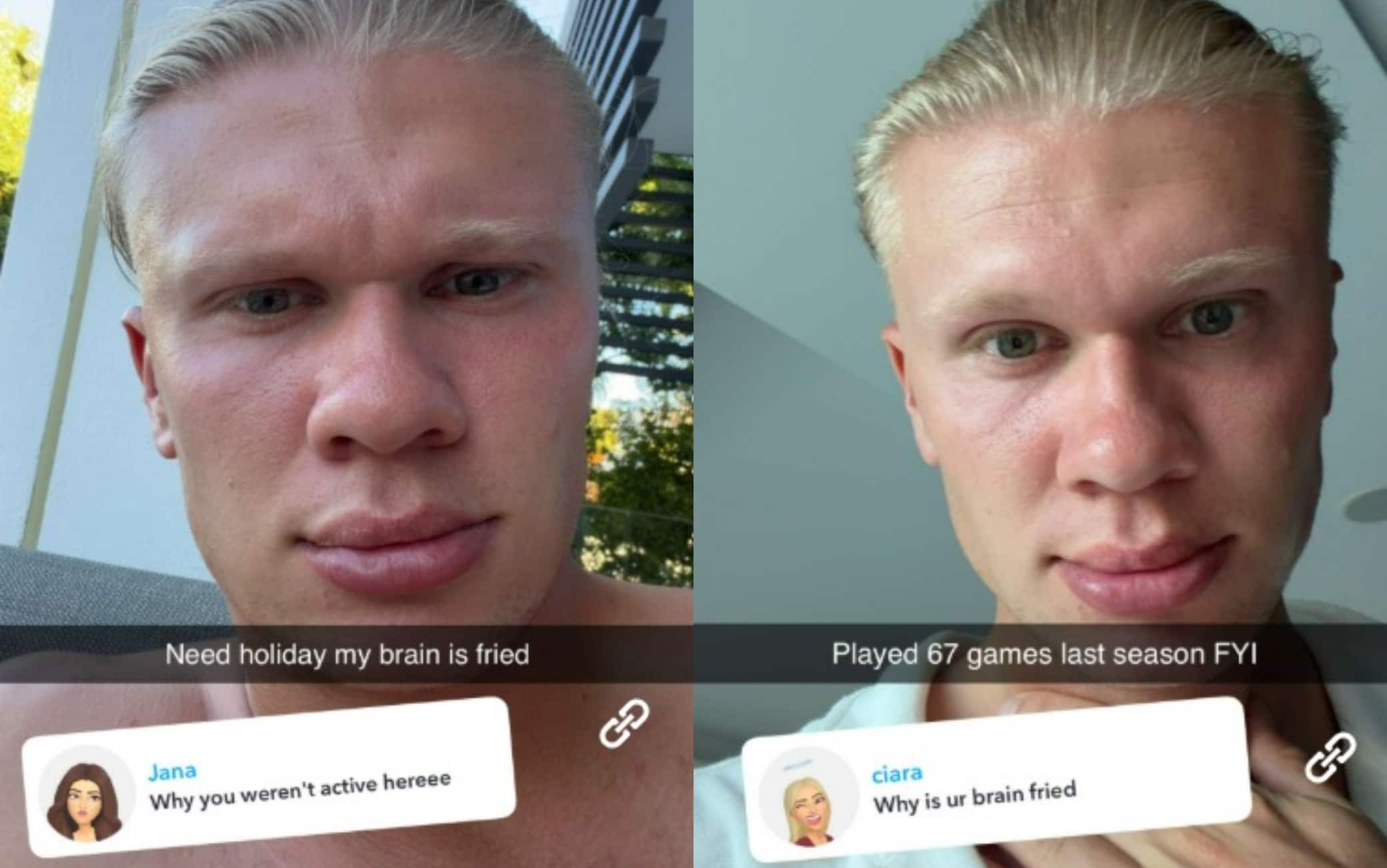 Haaland torna su Snapchat: "Ho il cervello fritto dopo 67 partite giocate"