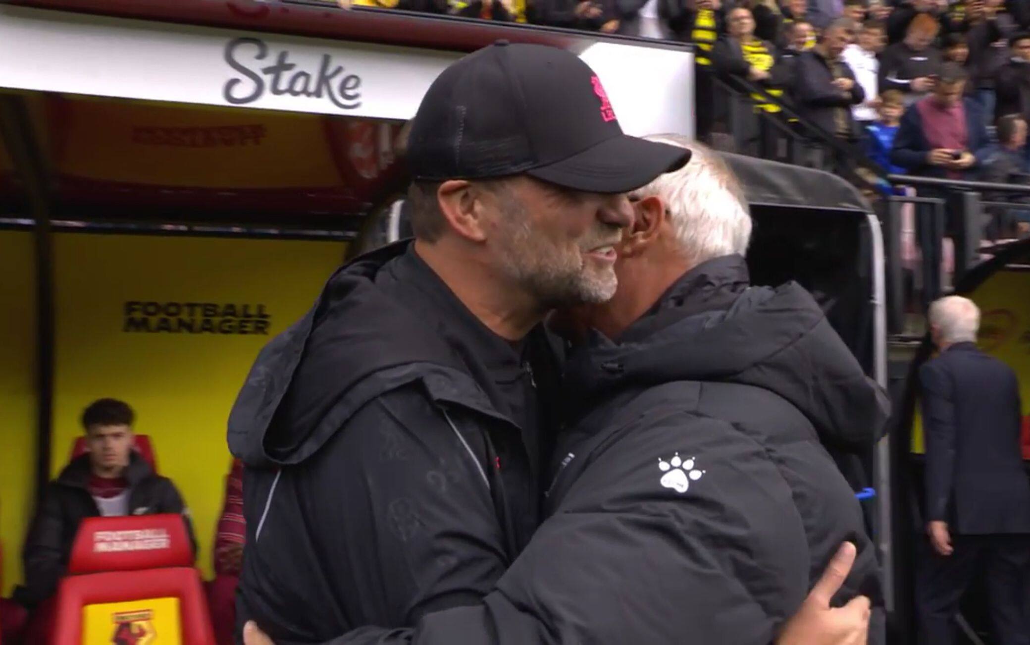 Klopp e Ranieri prima di Watford-Liverpool