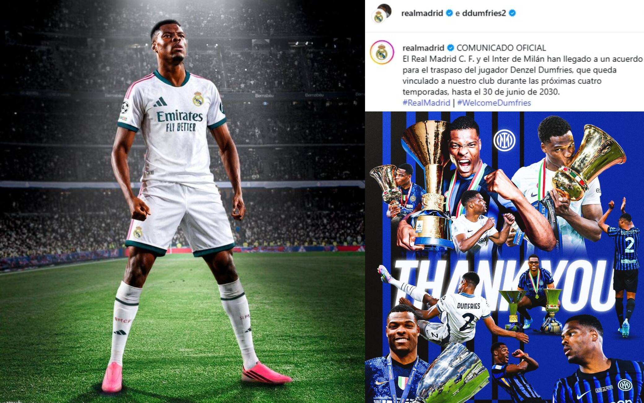 Dumfries al Real Madrid è ufficiale: il comunicato dell'Inter sulla cessione
