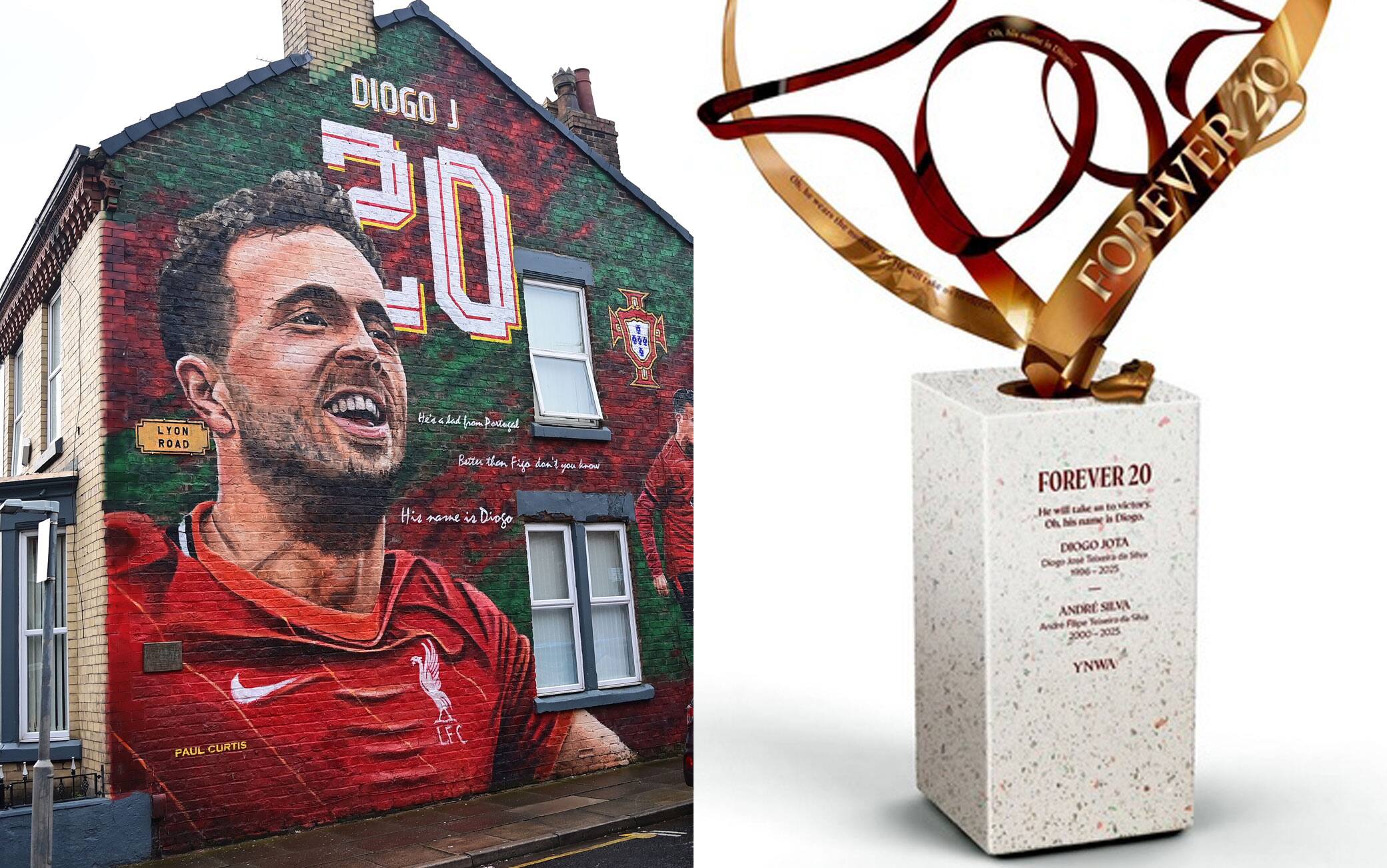 Liverpool, l'omaggio a Diogo Jota: le immagini della scultura ad Anfield