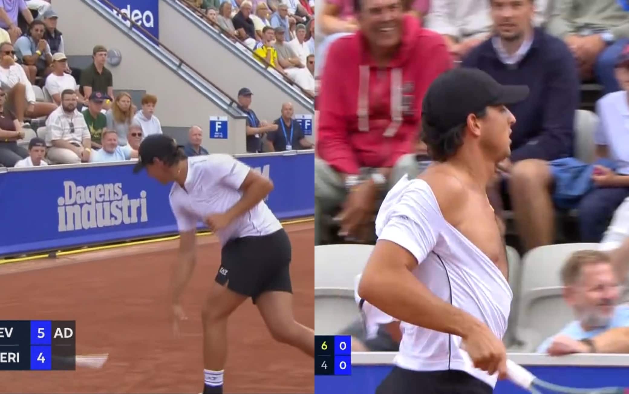 Darderi perde il 1° set con Rublev e s'infuria: lancia la racchetta e strappa la maglia