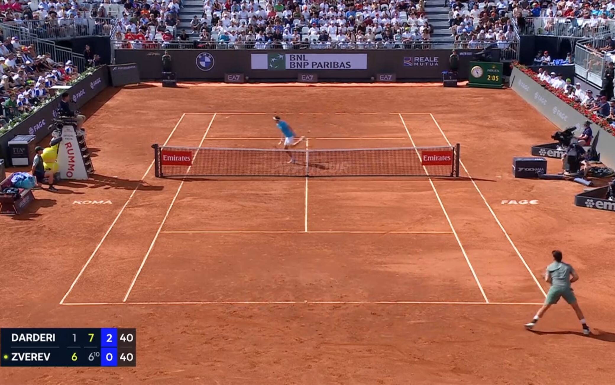 Darderi show: il passante contro Zverev è incredibile! VIDEO