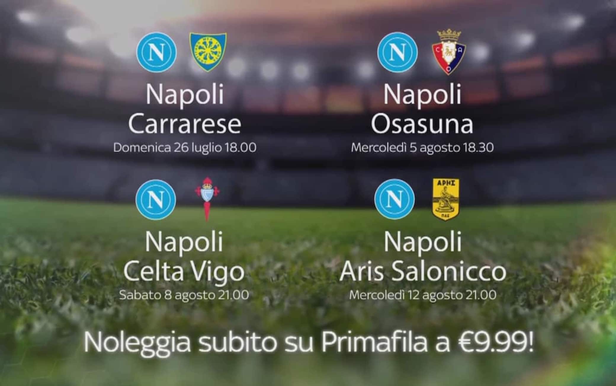 Le altre amichevoli del Napoli in pay-per-view su Sky