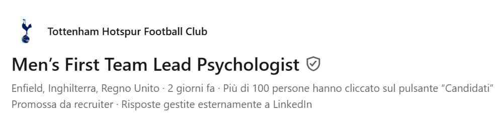 tottenham annuncio lavoro