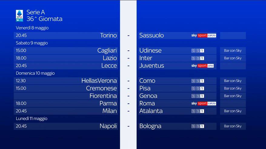 Serie A, anticipi e posticipi fino alla 36^ giornata