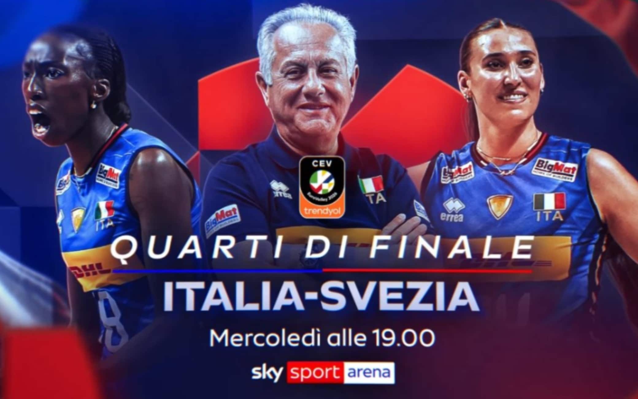Italia-Svezia in tv e streaming: dove vedere i quarti degli Europei di volley