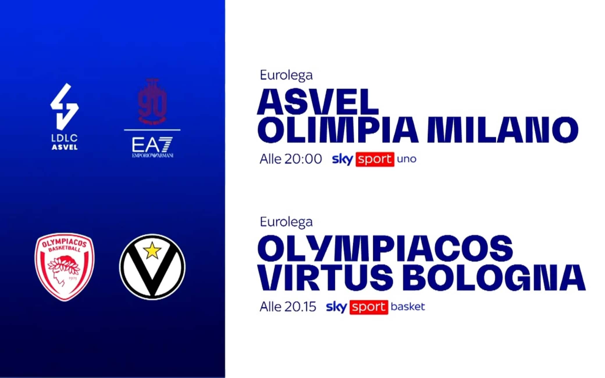 Olimpia e Virtus incontrano Asvel e Olympiacos: dove vedere le partite in tv e streaming
