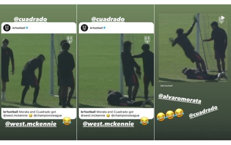 Lo scherzo di Morata e Cuadrado al compagno McKennie