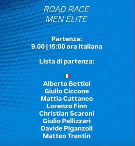 Gli azzurri in gara