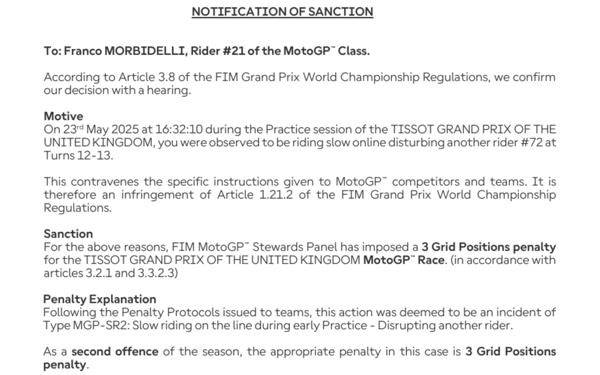 Penalità Morbidelli