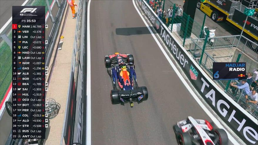 Hadjar, problemi nelle FP3 a Spa: si ferma la sua Red Bull