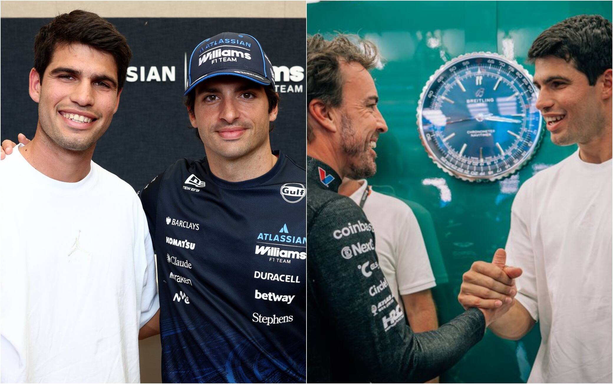 Alcaraz con Sainz e Alonso, le foto durante i test F1 in Bahrain