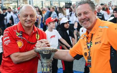 VASSEUR Frederic (fra), Team Principal & General Manager of the Scuderia Ferrari, portrait and BROWN Zak (usa), CEO of of McLaren Racing, portrait during the Formula 1 Etihad Airways Abu Dhabi Grand Prix 2024, 24th round of the 2024 Formula One World Championship from December 6 to 8, 2024 on the Yas Marina Circuit, in Abu Dhabi, United Arab Emirates
