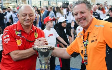 VASSEUR Frederic (fra), Team Principal & General Manager of the Scuderia Ferrari, portrait and BROWN Zak (usa), CEO of of McLaren Racing, portrait during the Formula 1 Etihad Airways Abu Dhabi Grand Prix 2024, 24th round of the 2024 Formula One World Championship from December 6 to 8, 2024 on the Yas Marina Circuit, in Abu Dhabi, United Arab Emirates