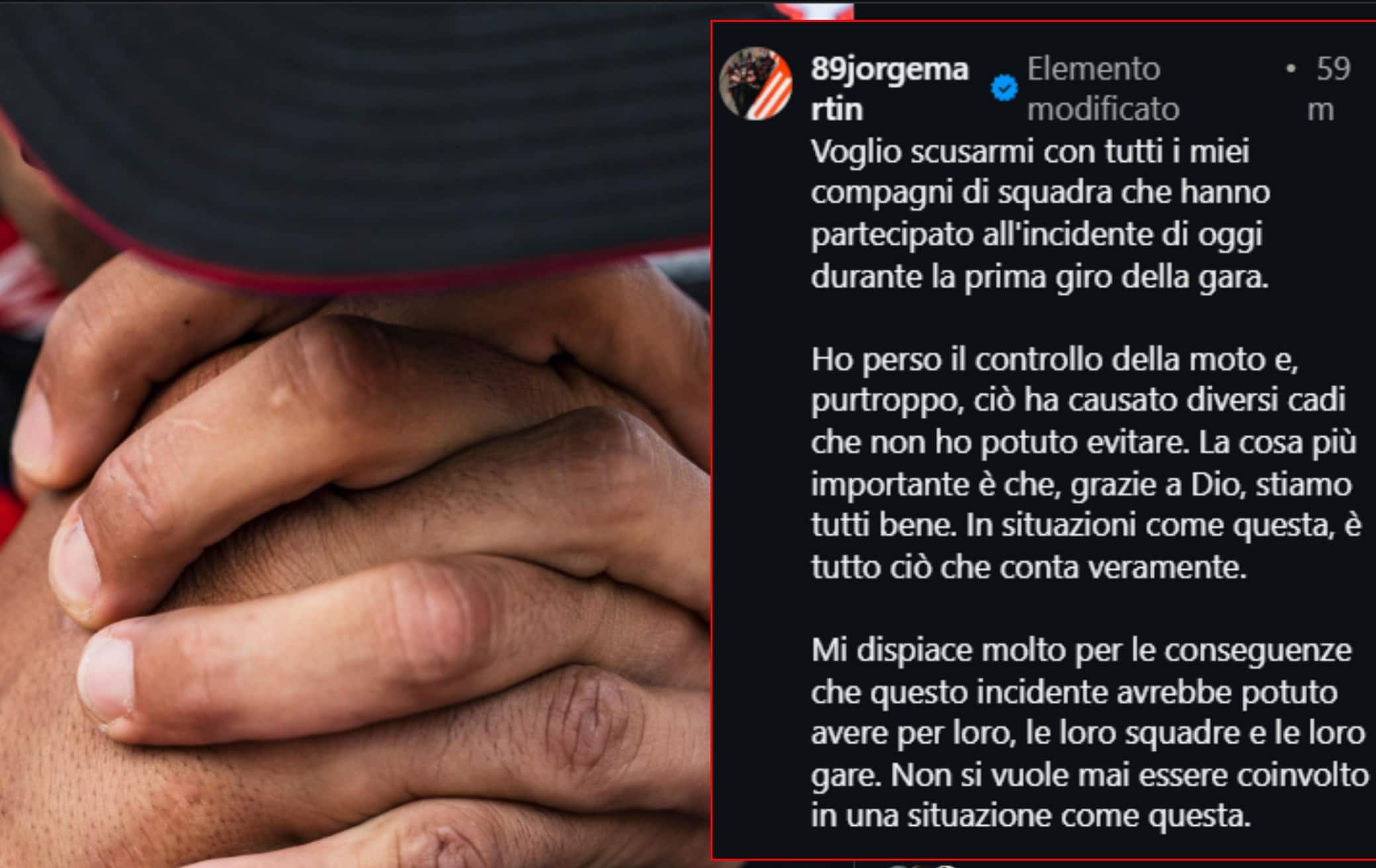 MotoGP, Martin (Aprilia) dopo l'incidente in Ungheria: "Mi scuso con tutti i colleghi"