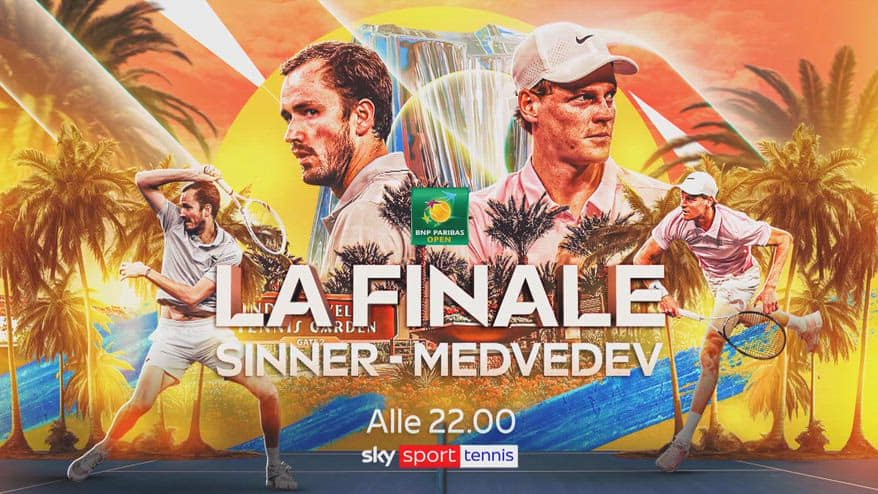 Sinner-Medvedev, la finale di Indian Wells alle 22 su Sky