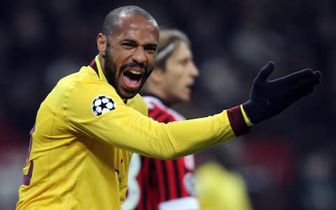 Il giocatore dell'Arsenal Thierry Henry durante la gara persa contro il Milan   questa sera, 15 febbraio 2012, allo stadio Giuseppe Meazza di Milano per l'andata degli ottavi di Champions League.MATTEO BAZZI / ANSA