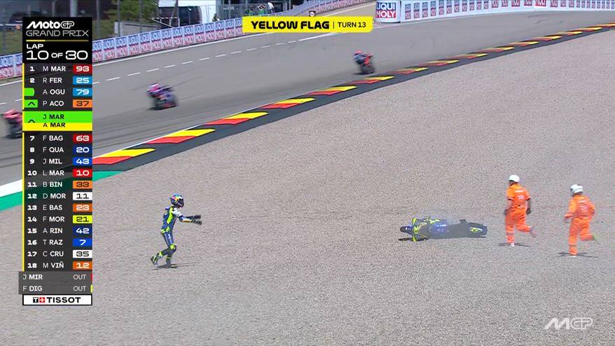 Gresini, Alex Marquez cade durante il Gp Germania