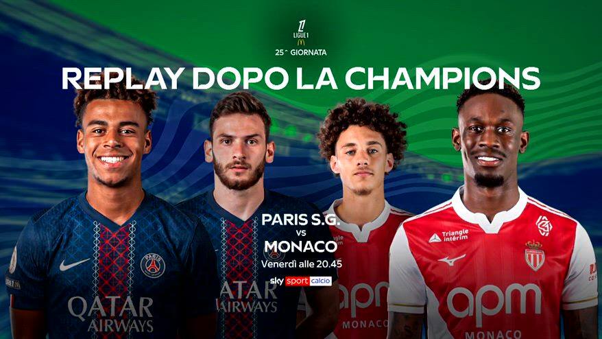 Ligue 1, 25^ giornata: PSG-Monaco venerdì su Sky