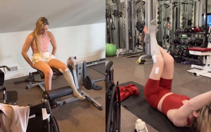 Lindsey Vonn torna ad allenarsi in palestra dopo l'incidente sugli sci
