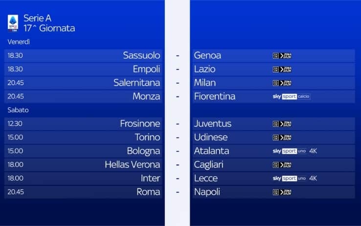 Programma 17 giornata