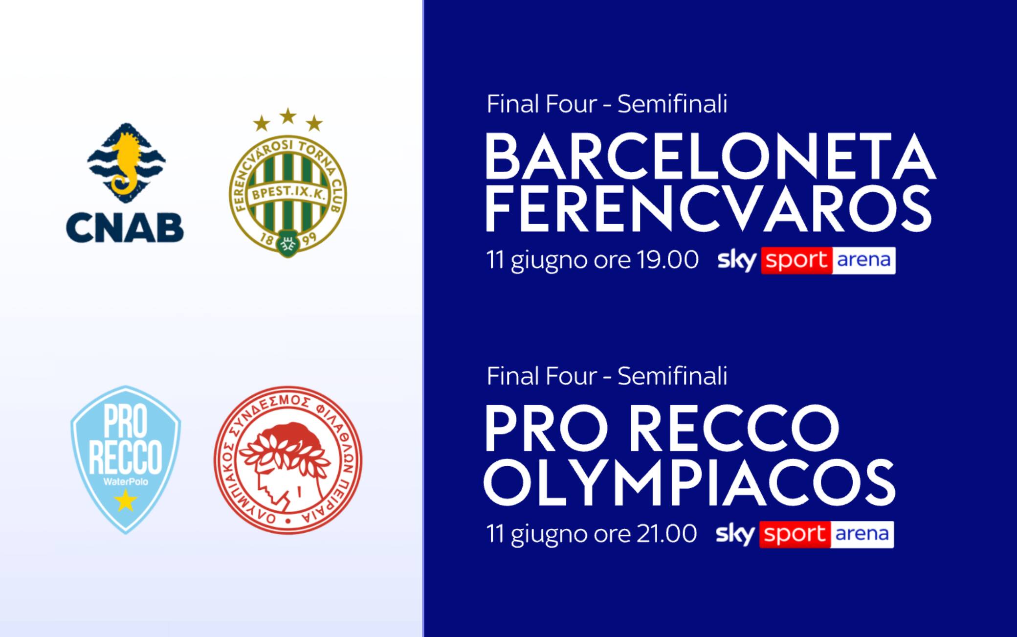 Final Four Champions: oggi la semifinale Pro Recco-Olympiacos