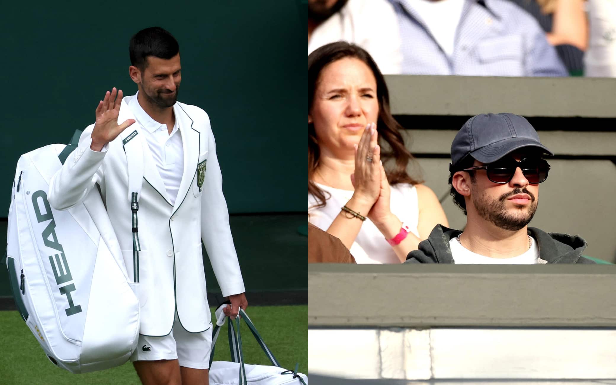 Djokovic, il super look per il match a Wimbledon. E al suo angolo c'è Bad Bunny