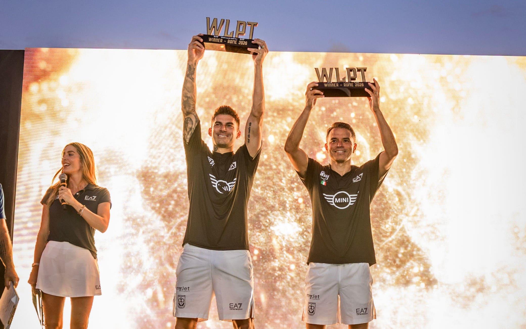 Perotti e Saviola, vittoria a Roma all'EA7 World Legends Padel Tour