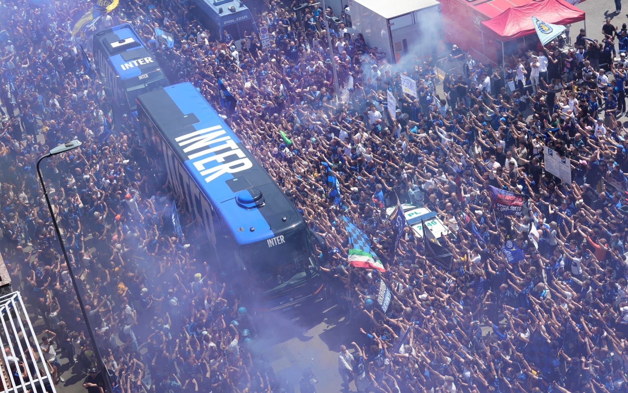 L'Inter arriva allo stadio