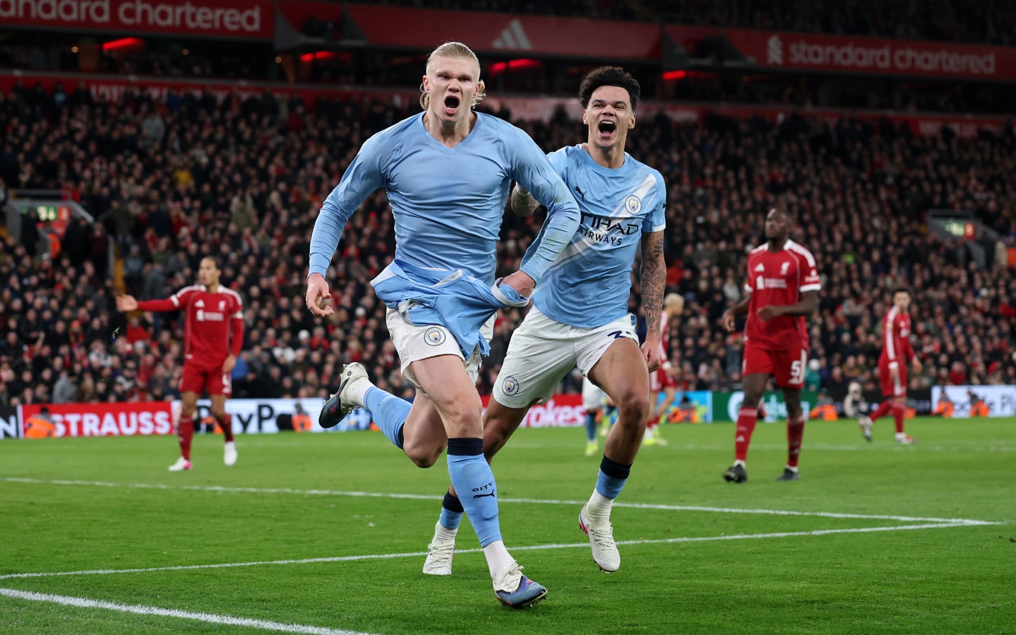 Liverpool-Manchester City 1-2, gol e highlights