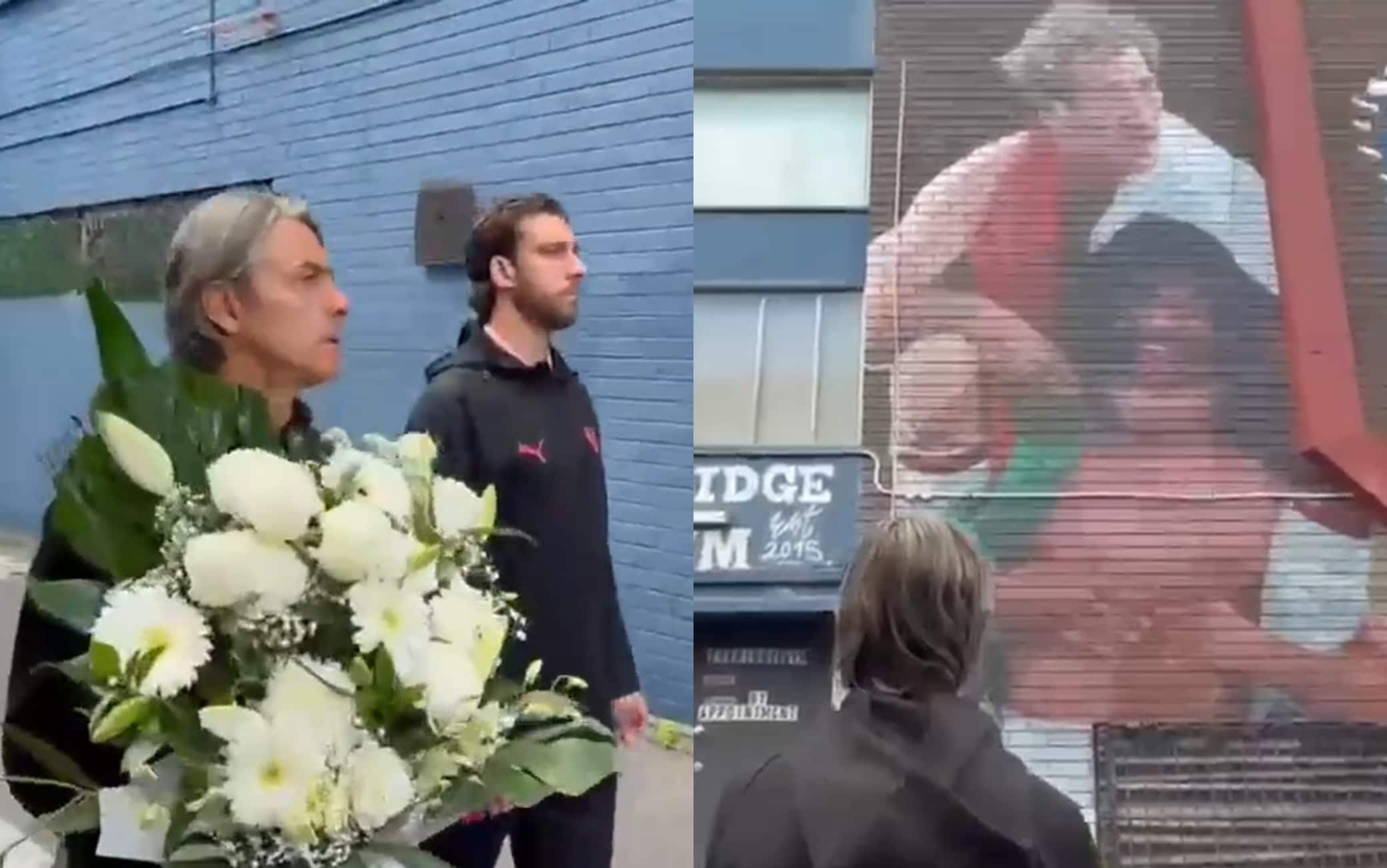 Filippo Inzaghi, omaggio a Franco Baresi davanti al murale a Perth. VIDEO
