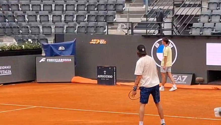 Roma, Rublev si allena con Safin prima del match con Sinner