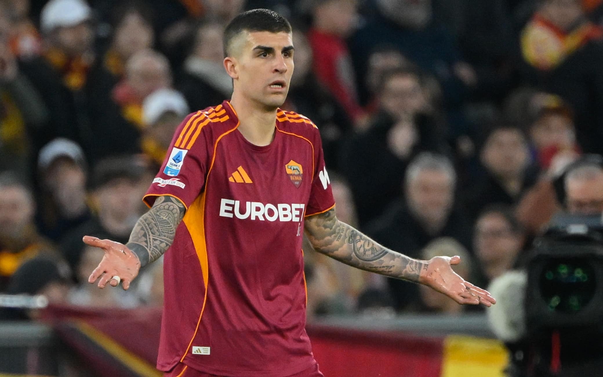Mancini, infortunio al polpaccio in Roma-Lecce: da valutare per la Nazionale