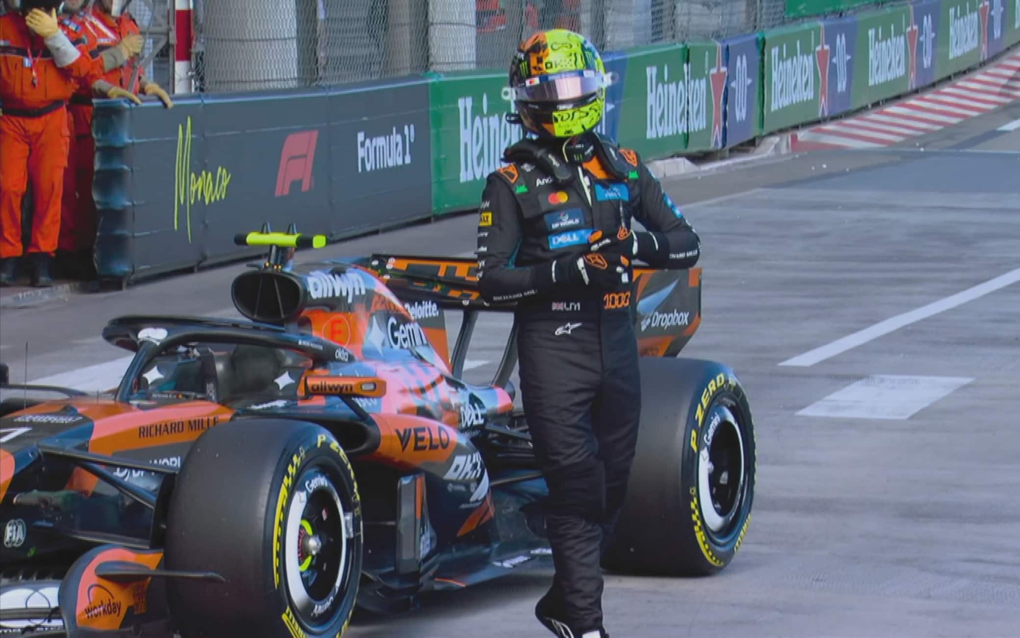 Norris, problemi sulla sua McLaren e ritiro nelle FP2 a Monaco. VIDEO