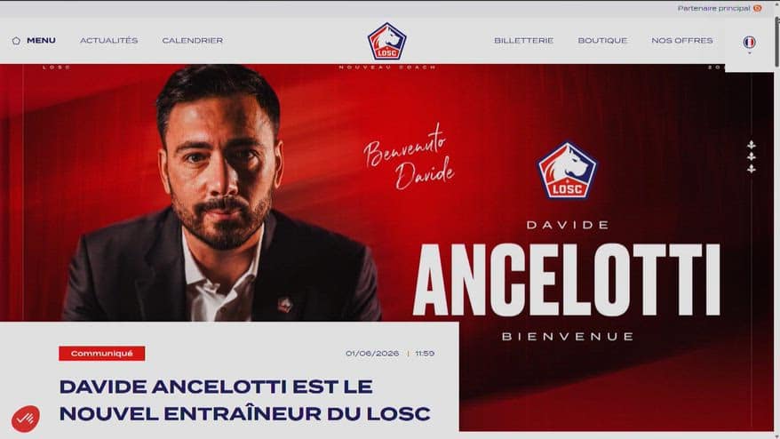 Davide Ancelotti sarà il nuovo allenatore del Lille 