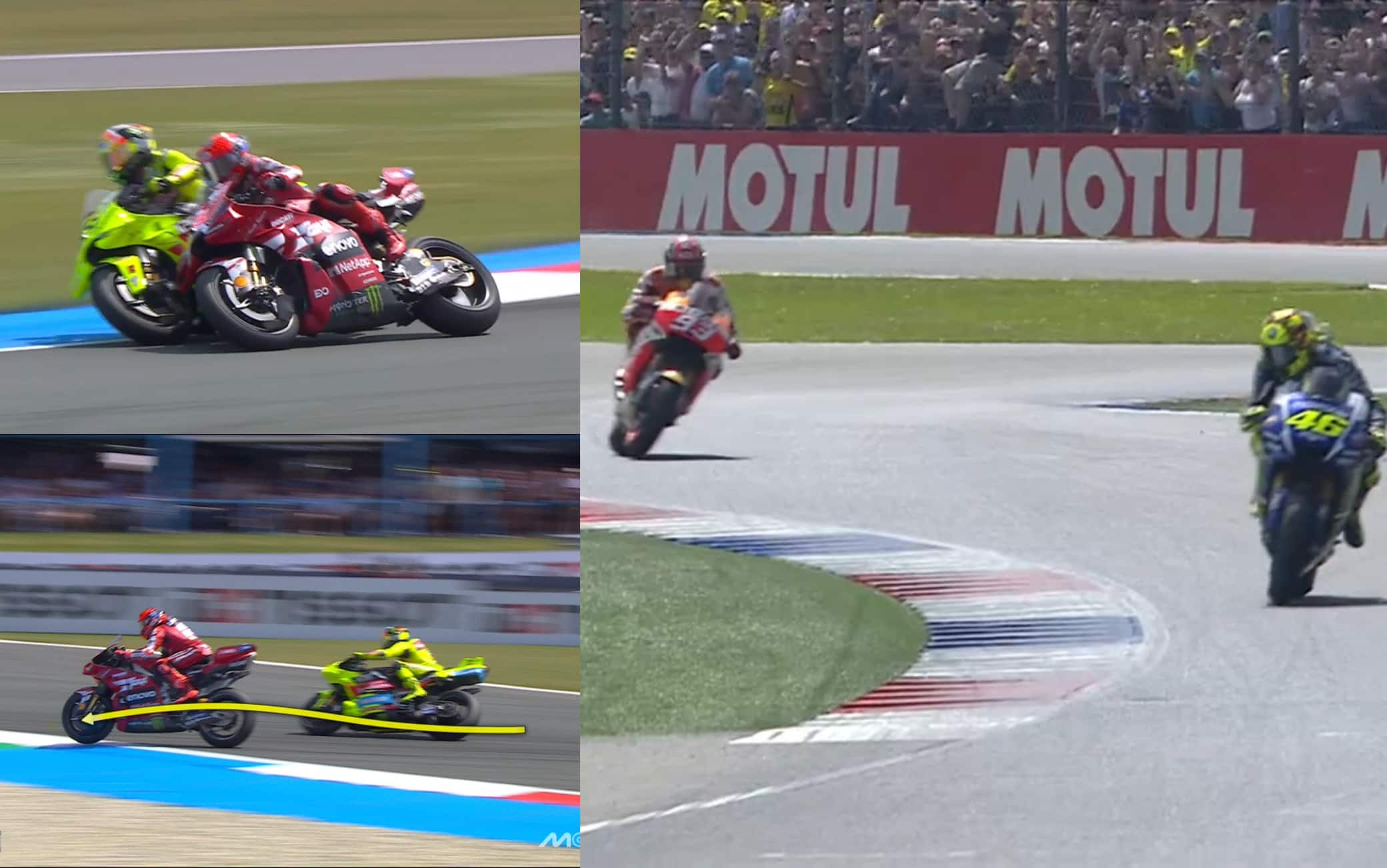 Marquez-Di Giannantonio, contatto e taglio di chicane ad Assen. Sembra il 2015...
