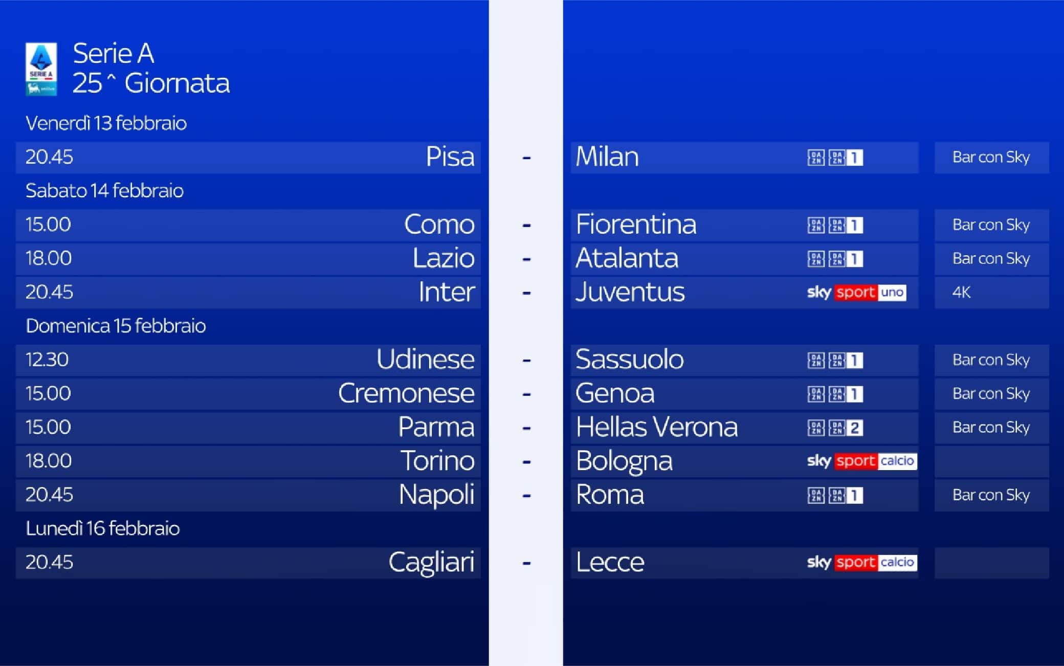 Serie A, la presentazione della 25^ giornata: orari, arbitri e squalificati