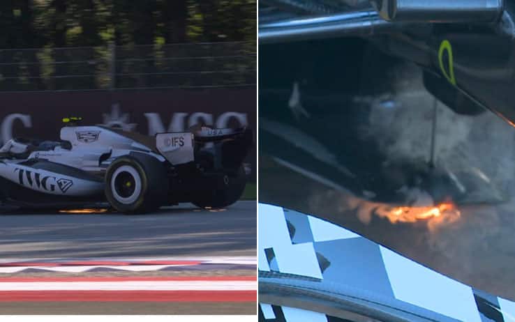Si stacca il fondo: fiamme sulla Cadillac di Bottas nelle Libere del GP d'Austria
